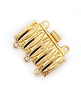Bracelet box clasp 3-row, silver gold plated  - 2