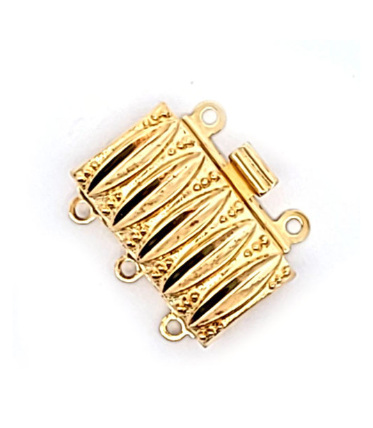 Bracelet box clasp 3-row, silver gold plated  - 2