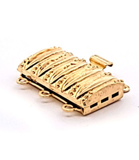 Bracelet box clasp 3-row, silver gold plated  - 1