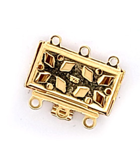 Bracelet box clasp 3-row, silver gold plated  - 3