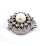 Jewelry clasp with pearl and zirconia, silver rhodium-plated  - 1