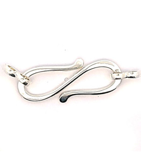 S clasp XL with double eyelets, silver  - 2