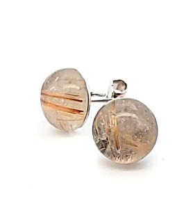 Stud earrings with rutile quartz and eyelets  - 1