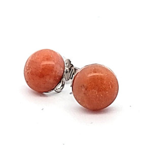 Stud earrings with sunstone and eyelets  - 1