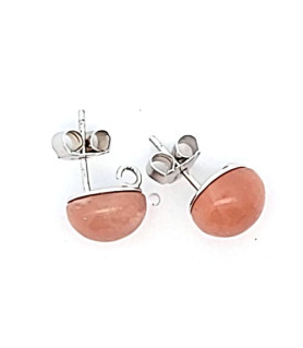 Stud earrings with brown moonstone and eyelets  - 2