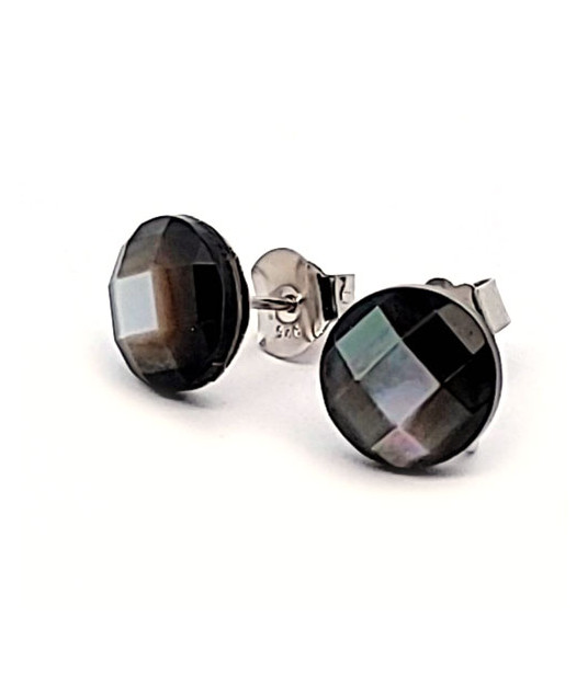 Stud earrings with mother-of-pearl Tahiti and eyelets  - 1