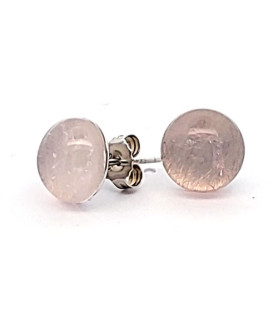 Stud earrings with rose quartz and eyelets  - 1