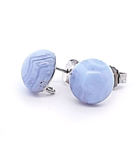 Stud earrings with chalcedony and eyelets  - 1