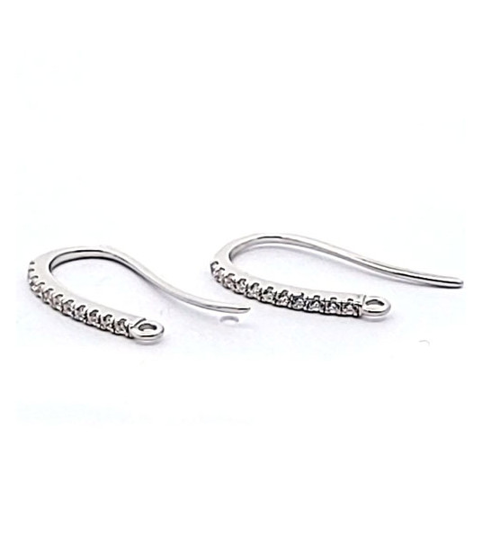 Ear hook San Remo  with zirconia, silver rhodium-plated  - 1