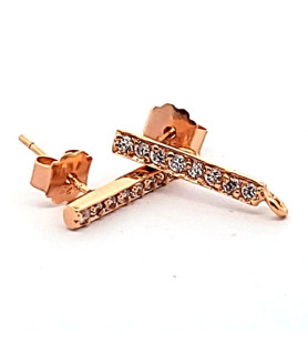 Stud earrings Marseilles with zirconia, silver rose gold-plated  - 1