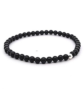 Tourmaline black (schorl) bead bracelet, 6 mm  - 1