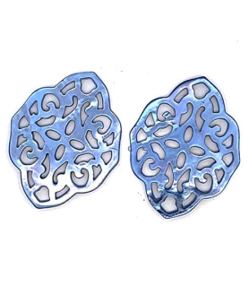 Ear pendant mother-of-pearl ornamental, blue  - 4