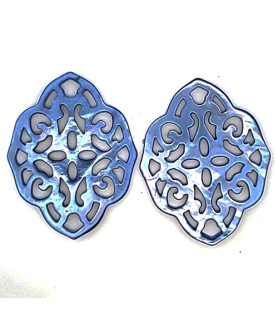Ear pendant mother-of-pearl ornamental, blue  - 2