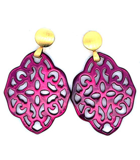 Ear pendant mother-of-pearl ornamental, purple  - 1