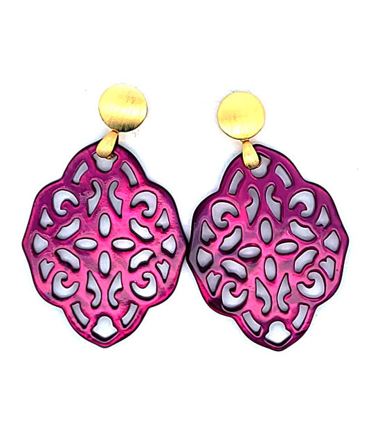 Ear pendant mother-of-pearl ornamental, purple  - 1