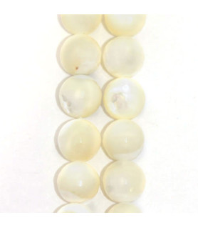 mother of pearl white, ball strand 10mm faceted  - 1