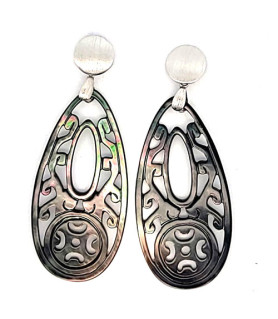 Ear pendant mother-of-pearl drop long, Tahiti  - 2