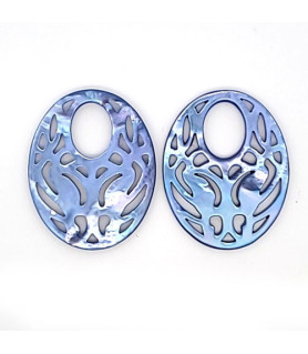 Ear pendant mother-of-pearl oval, blue  - 2