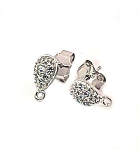 Stud earrings Nizza with zirconia, silver rhodium-plated  - 1