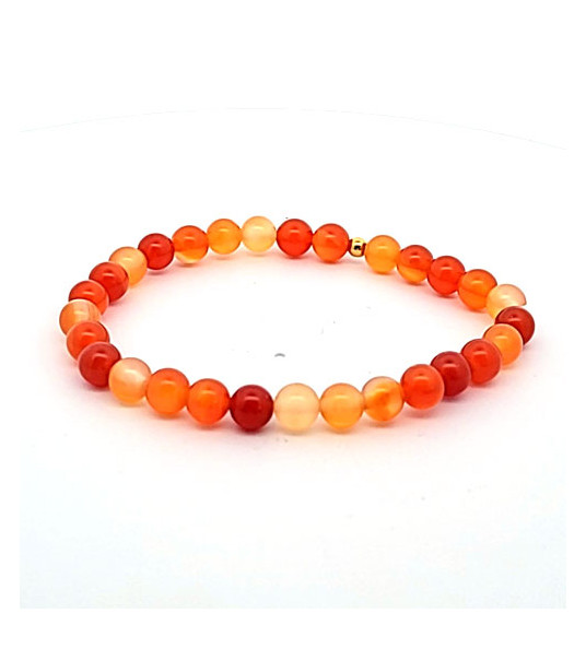 Carnelian round bead bracelet 6 mm  - 1