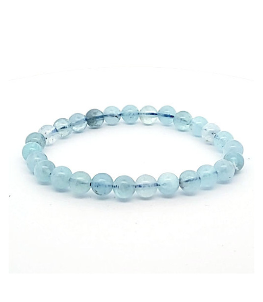 Aquamarine round bead bracelet 7 mm  - 1