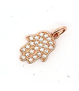 Fatima's hand - pendant, silver rose gold-plated with zirconia  - 1