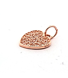 Heart pendant, silver rose gold-plated with zirconia  - 1