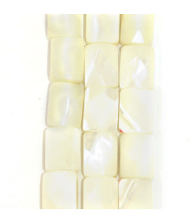 mother of pearl white, square faceted  - 1