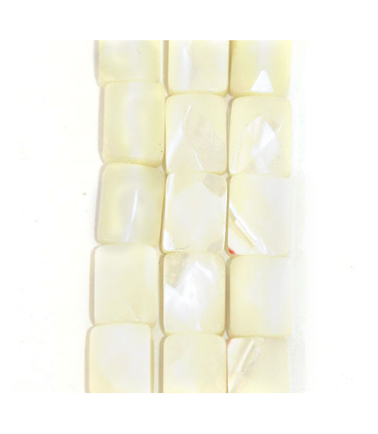 mother of pearl white, square faceted  - 1