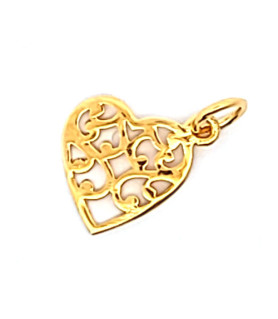 Heart pendant ornament, silver gold-plated  - 1