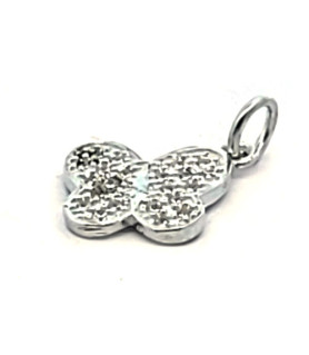 Butterfly, silver rhodium-plated with zirconia  - 1