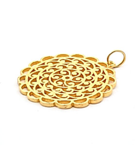 Mandala pendant large, silver gold-plated  - 1