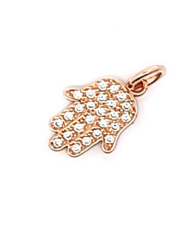Fatimas Hand - Anhänger, silber rosé vergoldet mit Zirkonia  - 1