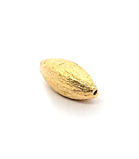 Oval long satin silver bead gold-plated 6 x 13 mm  - 1
