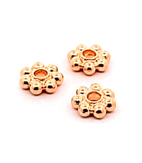Silver bead flower wheel, rose gold-plated  - 1