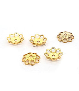 Oriental half-lens, silver gold-plated satin finish (10 pieces)  - 1
