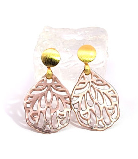 Ohrpendler Perlmutt Blatt klein, beige  - 1