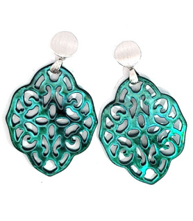 Ear pendant mother-of-pearl ornamental, emerald green  - 1