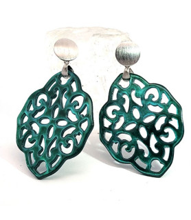 Ear pendant mother-of-pearl ornamental, emerald green  - 4