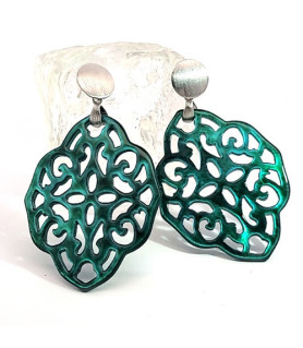 Ear pendant mother-of-pearl ornamental, emerald green  - 3