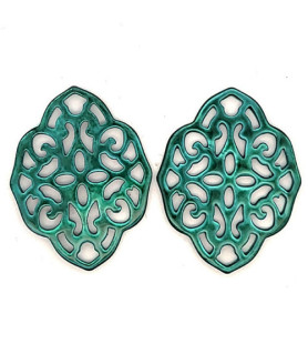 Ear pendant mother-of-pearl ornamental, emerald green  - 5