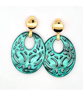 Ear pendant mother-of-pearl oval, emerald green  - 1