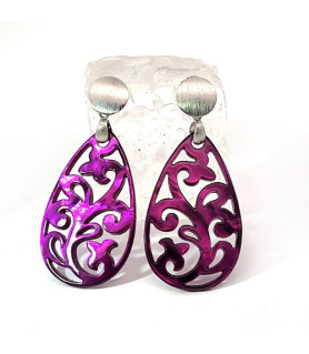 Ohrpendler Perlmutt Tropfen, purple  - 1