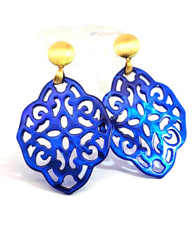 Ohrpendler Perlmutt Ornamental, azurblau  - 1