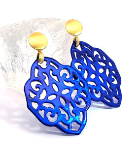 Ear pendant mother-of-pearl ornamental, azure blue  - 2
