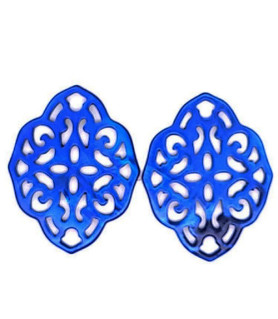 Ear pendant mother-of-pearl ornamental, azure blue  - 4