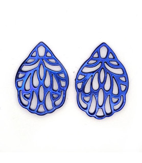 Ear pendant mother-of-pearl leaf small, azure blue  - 3
