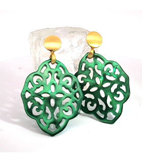 Ear pendant mother-of-pearl ornamental, green  - 4