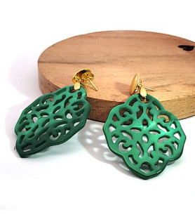 Ear pendant mother-of-pearl ornamental, green  - 5