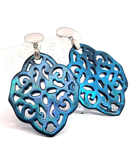 Ear pendant mother-of-pearl ornamental, petrol  - 1